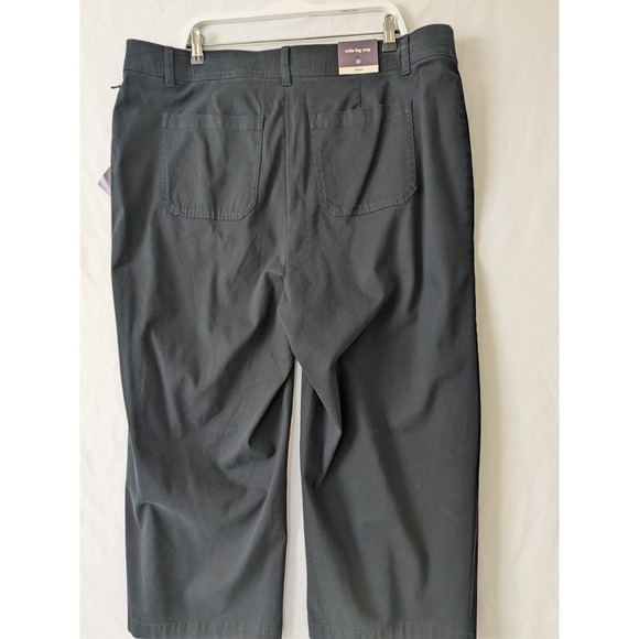 Ava & Viv Women's Black Wide Leg Crop Stretch Pants Size 20 Office Casual New - Picture 2 of 10